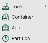 Container menu entry on the new WebFig UI